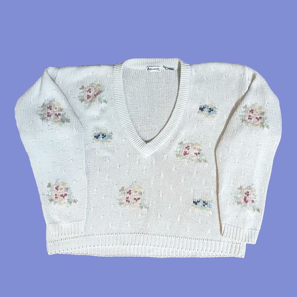 Vintage Amancio floral knit sweater
